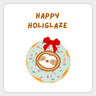 Happy Holidays Christmas Wreath Donut Sloth Sticker